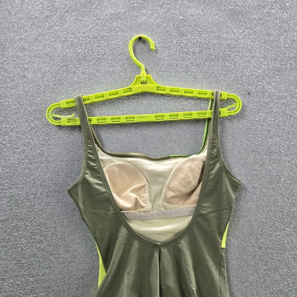 Speedo‎ Women Swimwear 8 Green Nylon Spandex One-Piece Swimsuit Colorblock